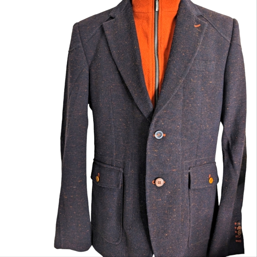 Elegant Men's Blazer with Orange Highlights
